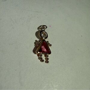 14k Little Girl Charm Pink & White Stones Dangle Arms & Legs